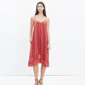 NWOT MADEWELL Silk Sheer-Stripe Cami Dress